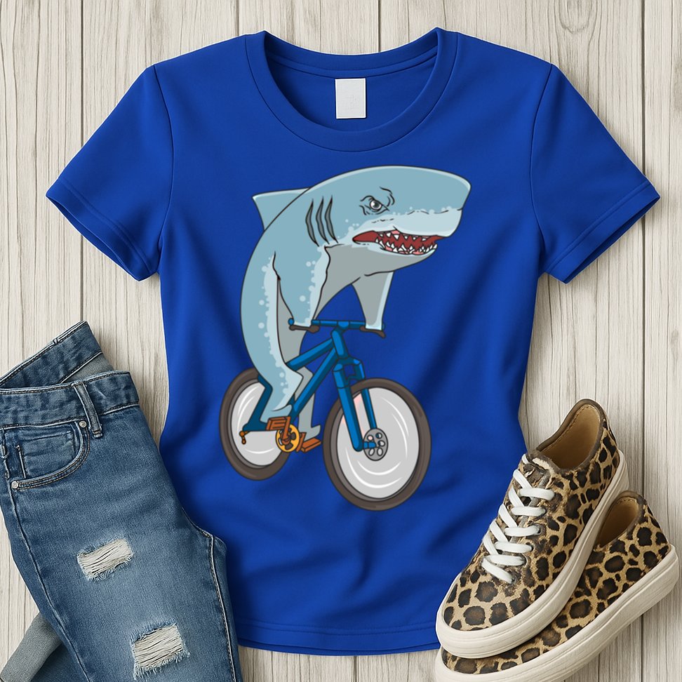 A Shark On A Bike Is A Fitness Beast Gift Womens T-Shirt