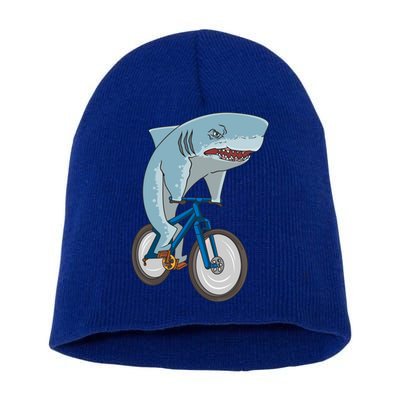 A Shark On A Bike Is A Fitness Beast Gift Short Acrylic Beanie