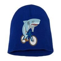 A Shark On A Bike Is A Fitness Beast Gift Short Acrylic Beanie