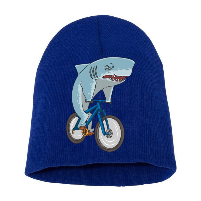 A Shark On A Bike Is A Fitness Beast Gift Short Acrylic Beanie