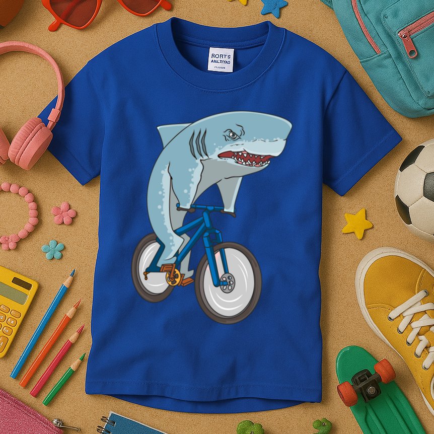 A Shark On A Bike Is A Fitness Beast Gift Kids T-Shirt
