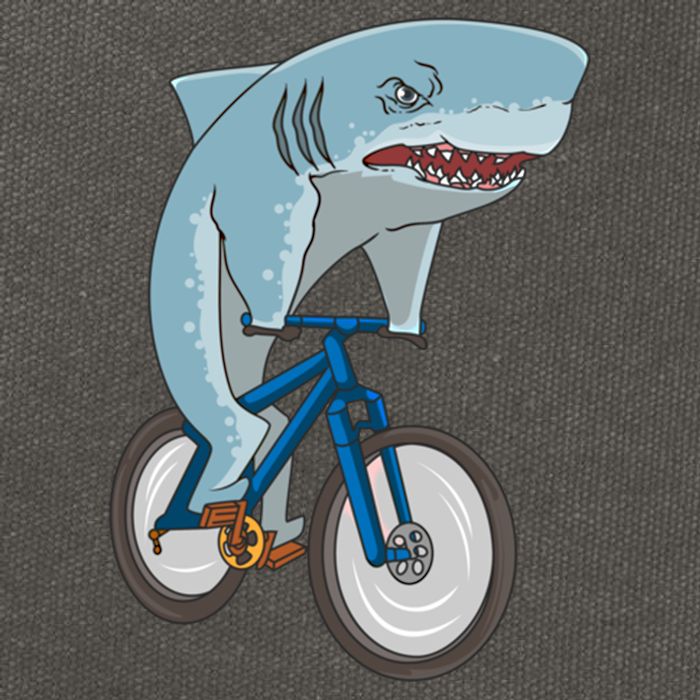 A Shark On A Bike Is A Fitness Beast Gift Cotton Canvas Backpack