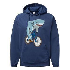 A Shark On A Bike Is A Fitness Beast Gift Performance Fleece Hoodie