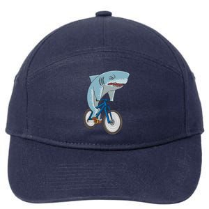 A Shark On A Bike Is A Fitness Beast Gift 7-Panel Snapback Hat