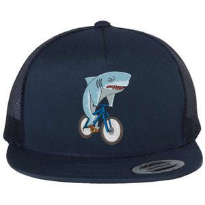 A Shark On A Bike Is A Fitness Beast Gift Flat Bill Trucker Hat