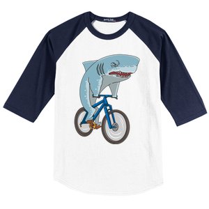 A Shark On A Bike Is A Fitness Beast Gift Baseball Sleeve Shirt