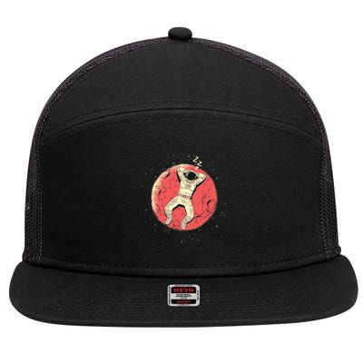 Astronaut Sleeping On Moon 7 Panel Mesh Trucker Snapback Hat