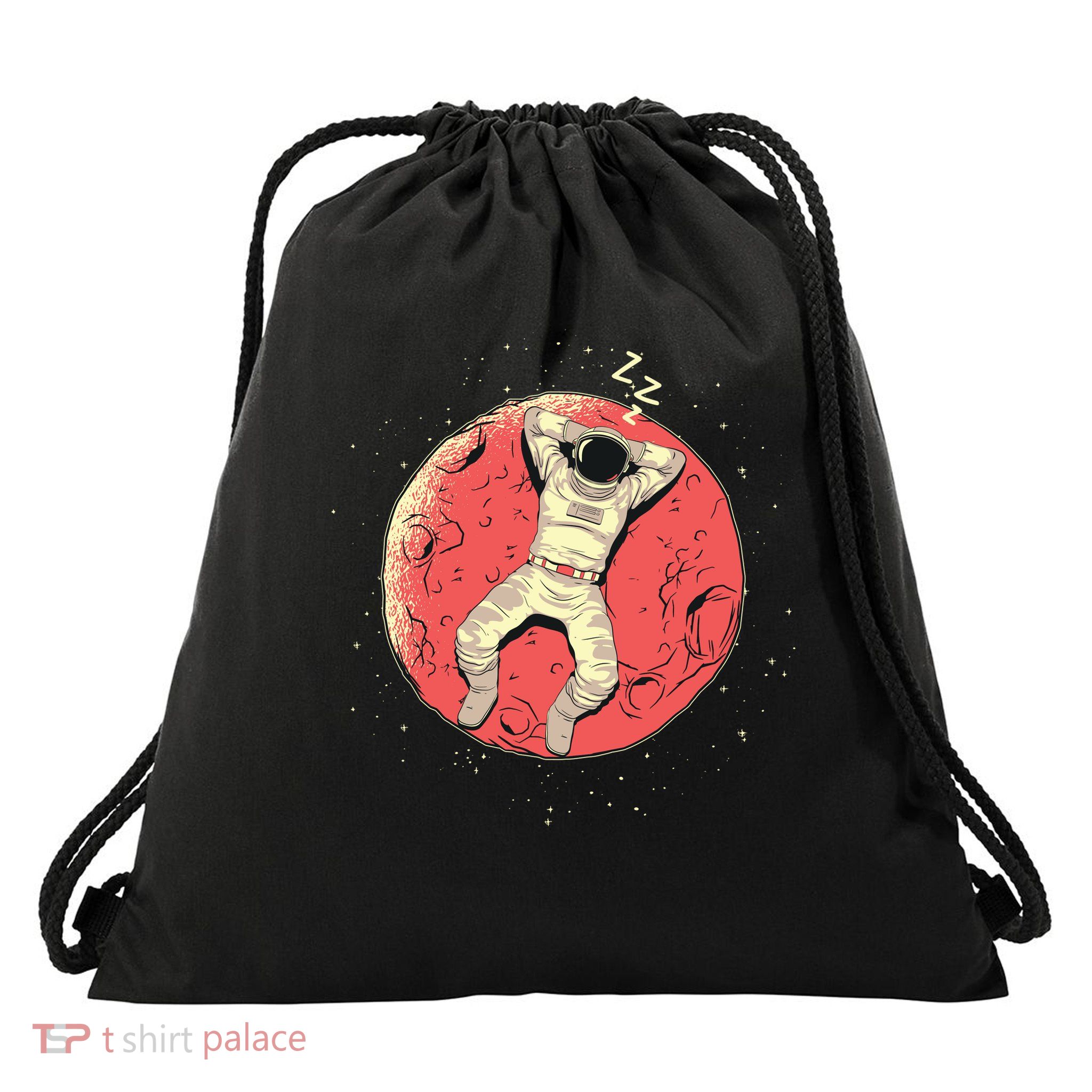 Astronaut Sleeping On Moon Drawstring Bag