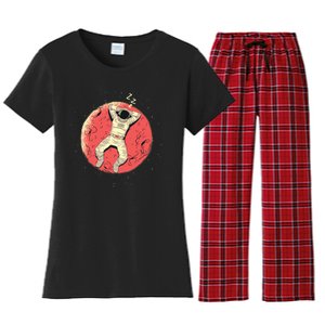 Astronaut Sleeping On Moon Women's Flannel Pajama Set