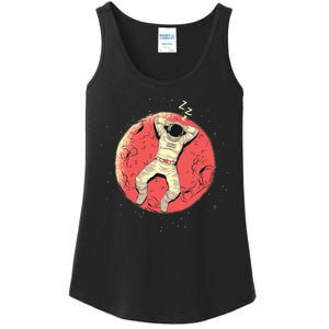 Astronaut Sleeping On Moon Ladies Essential Tank