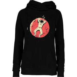 Astronaut Sleeping On Moon Womens Funnel Neck Pullover Hood