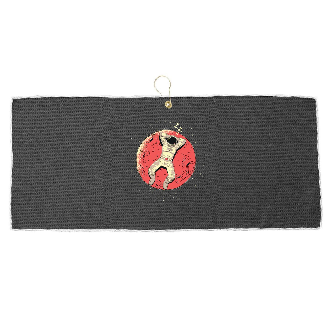 Astronaut Sleeping On Moon Large Microfiber Waffle Golf Towel