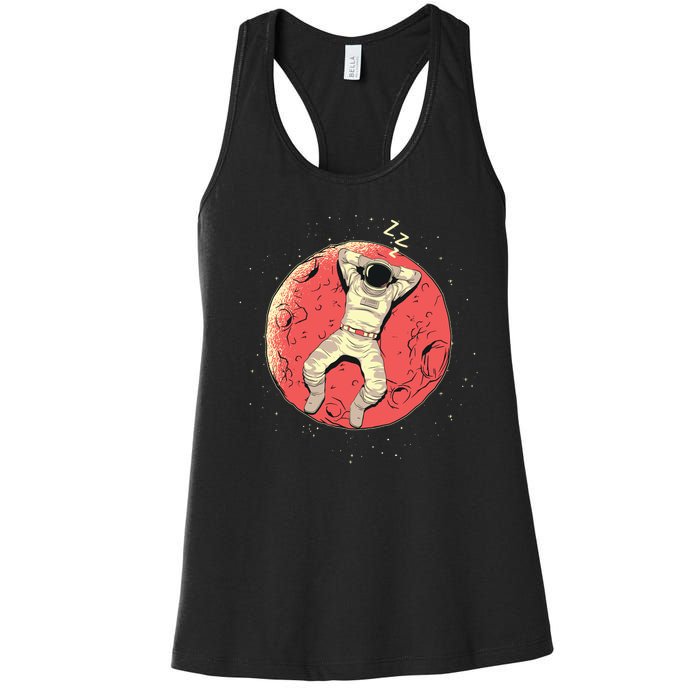 Astronaut Sleeping On Moon Women's Racerback Tank