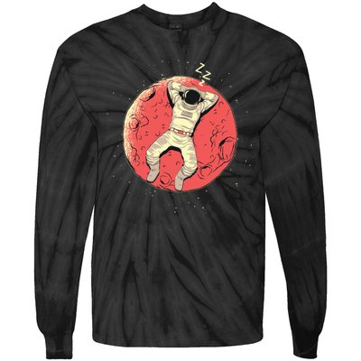 Astronaut Sleeping On Moon Tie-Dye Long Sleeve Shirt