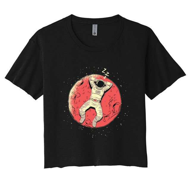 Astronaut Sleeping On Moon Crop Top