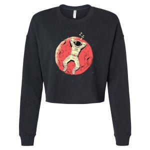 Astronaut Sleeping On Moon Cropped Pullover Crew