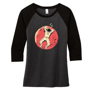 Astronaut Sleeping On Moon Women's Tri-Blend 3/4-Sleeve Raglan Shirt