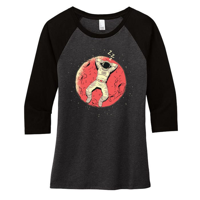 Astronaut Sleeping On Moon Women's Tri-Blend 3/4-Sleeve Raglan Shirt