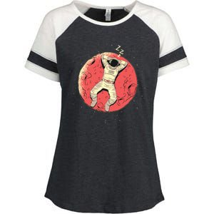 Astronaut Sleeping On Moon Enza Ladies Jersey Colorblock Tee