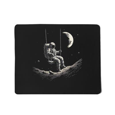 Astronaut Sitting On Swing In Space Stars And Moon Mousepad