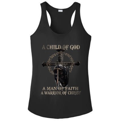 A Son Of God A Man Of Faith A Warrior Of Christ Christian Ladies PosiCharge Competitor Racerback Tank