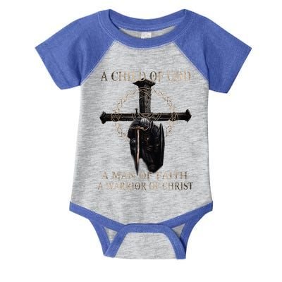 A Son Of God A Man Of Faith A Warrior Of Christ Christian Infant Baby Jersey Bodysuit