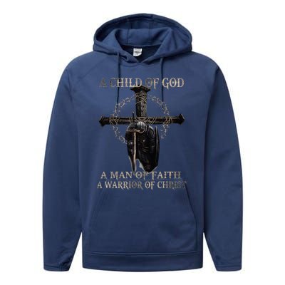 A Son Of God A Man Of Faith A Warrior Of Christ Christian Performance Fleece Hoodie