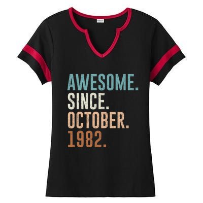 Awesome Since October 1982 40 Years Old Gifts 40th Birthday Ladies Halftime Notch Neck Tee