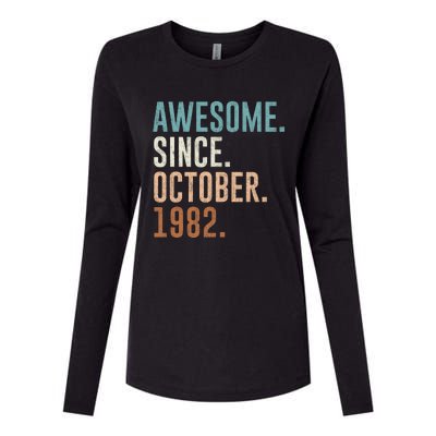 Awesome Since October 1982 40 Years Old Gifts 40th Birthday Womens Cotton Relaxed Long Sleeve T-Shirt