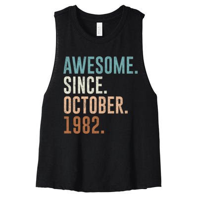 Awesome Since October 1982 40 Years Old Gifts 40th Birthday Women's Racerback Cropped Tank