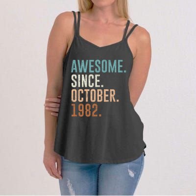 Awesome Since October 1982 40 Years Old Gifts 40th Birthday Women's Strappy Tank