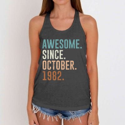 Awesome Since October 1982 40 Years Old Gifts 40th Birthday Women's Knotted Racerback Tank