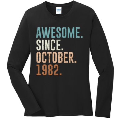 Awesome Since October 1982 40 Years Old Gifts 40th Birthday Ladies Long Sleeve Shirt