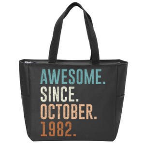 Awesome Since October 1982 40 Years Old Gifts 40th Birthday Zip Tote Bag