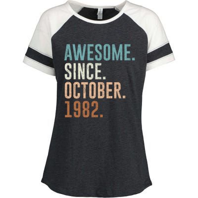 Awesome Since October 1982 40 Years Old Gifts 40th Birthday Enza Ladies Jersey Colorblock Tee