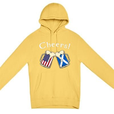 American Scottish Patriot US Flag Beer Drinks Scotland Grown Premium Pullover Hoodie