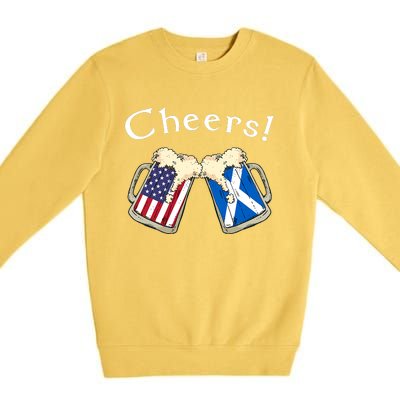 American Scottish Patriot US Flag Beer Drinks Scotland Grown Premium Crewneck Sweatshirt