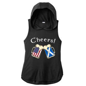 American Scottish Patriot US Flag Beer Drinks Scotland Grown Ladies PosiCharge Tri-Blend Wicking Draft Hoodie Tank