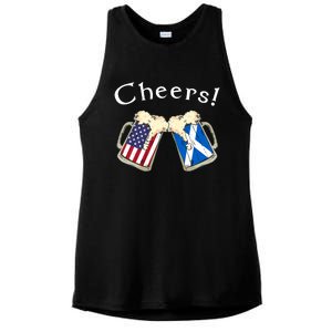 American Scottish Patriot US Flag Beer Drinks Scotland Grown Ladies PosiCharge Tri-Blend Wicking Tank