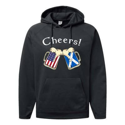 American Scottish Patriot US Flag Beer Drinks Scotland Grown Performance Fleece Hoodie