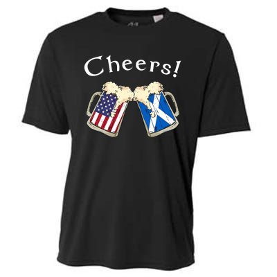 American Scottish Patriot US Flag Beer Drinks Scotland Grown Cooling Performance Crew T-Shirt