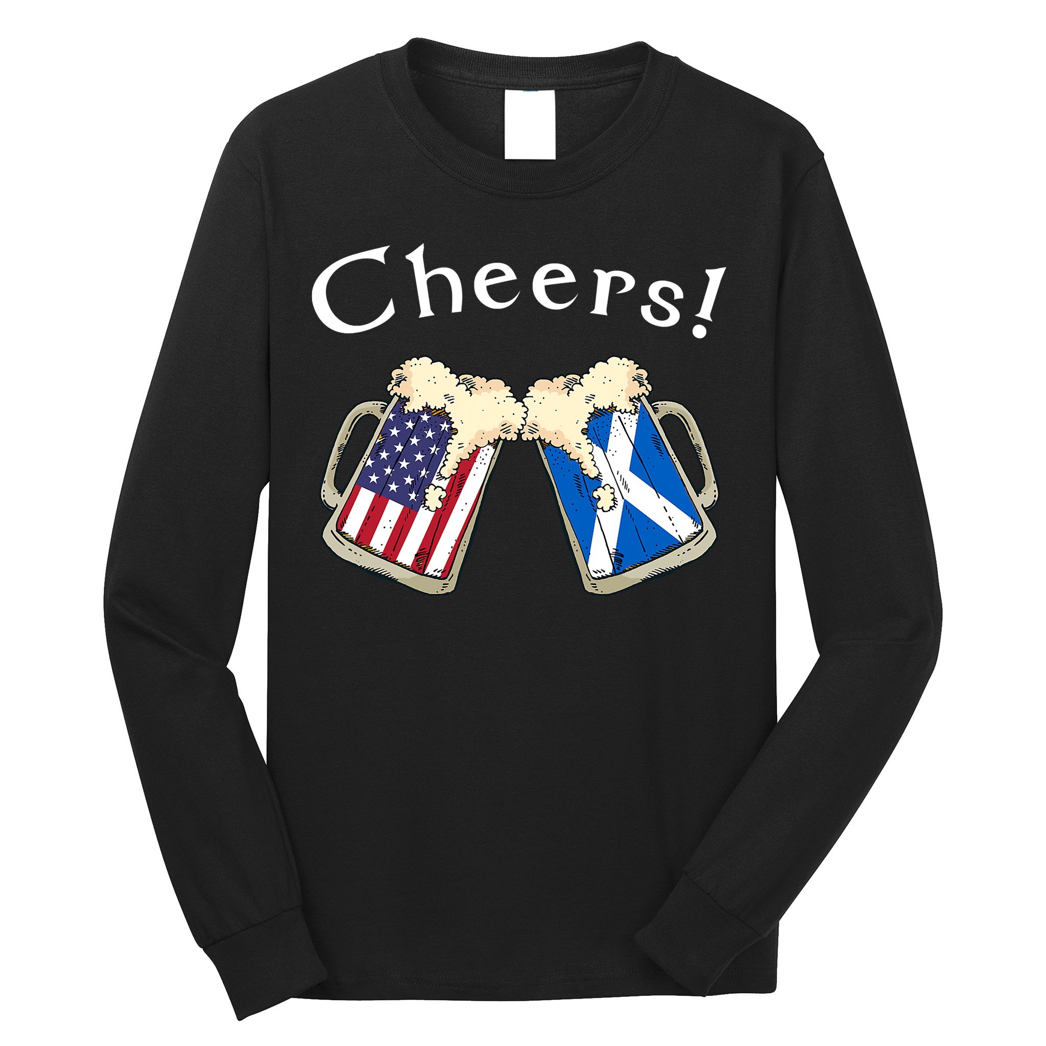 American Scottish Patriot US Flag Beer Drinks Scotland Grown Long Sleeve Shirt