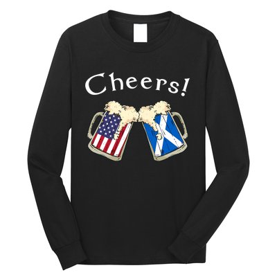 American Scottish Patriot US Flag Beer Drinks Scotland Grown Long Sleeve Shirt