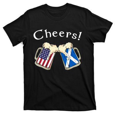 American Scottish Patriot US Flag Beer Drinks Scotland Grown T-Shirt