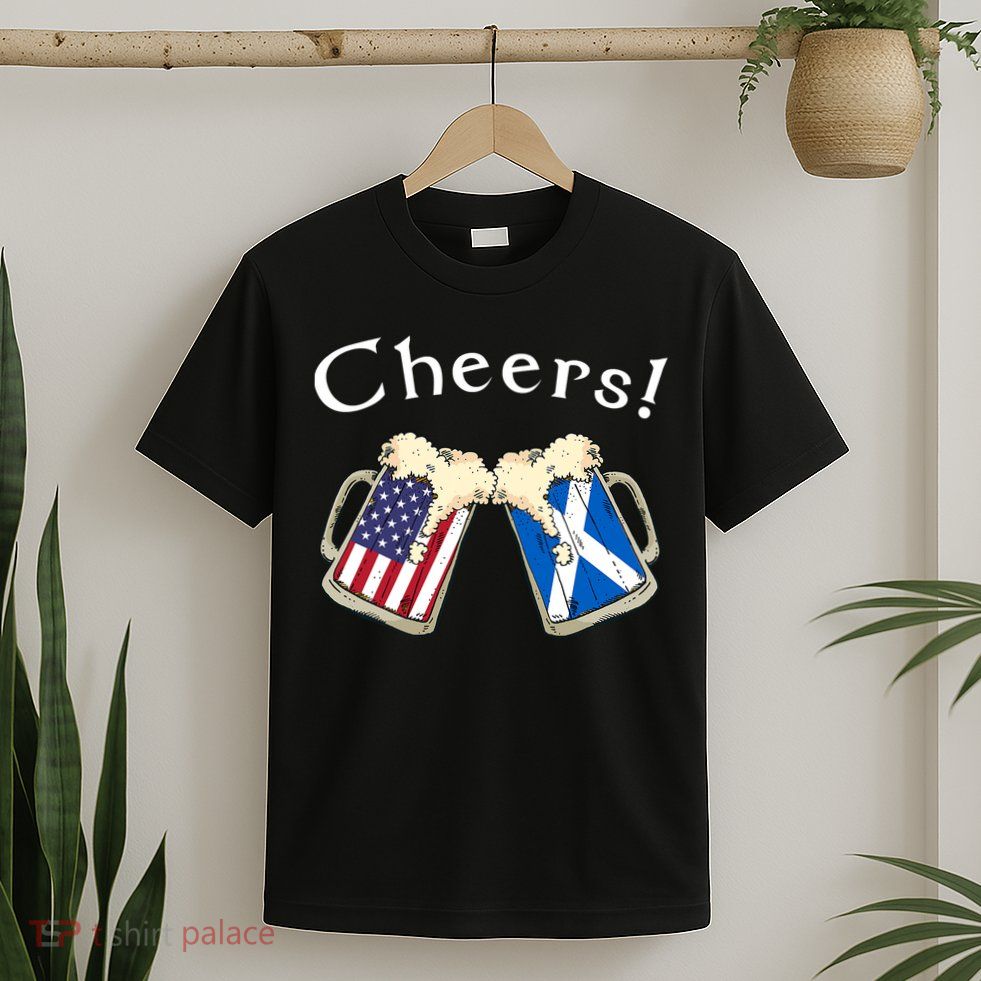 American Scottish Patriot US Flag Beer Drinks Scotland Grown T-Shirt
