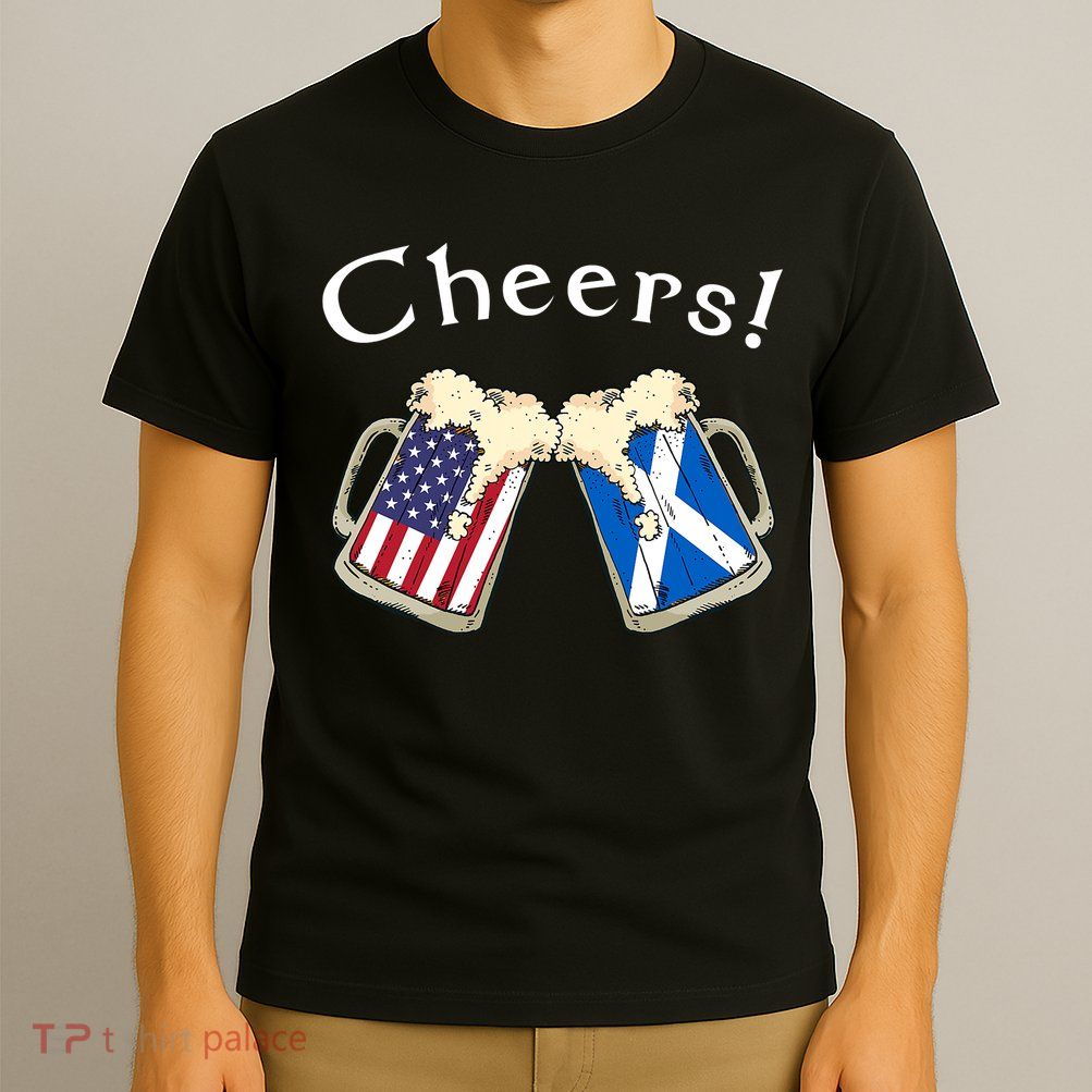 American Scottish Patriot US Flag Beer Drinks Scotland Grown T-Shirt