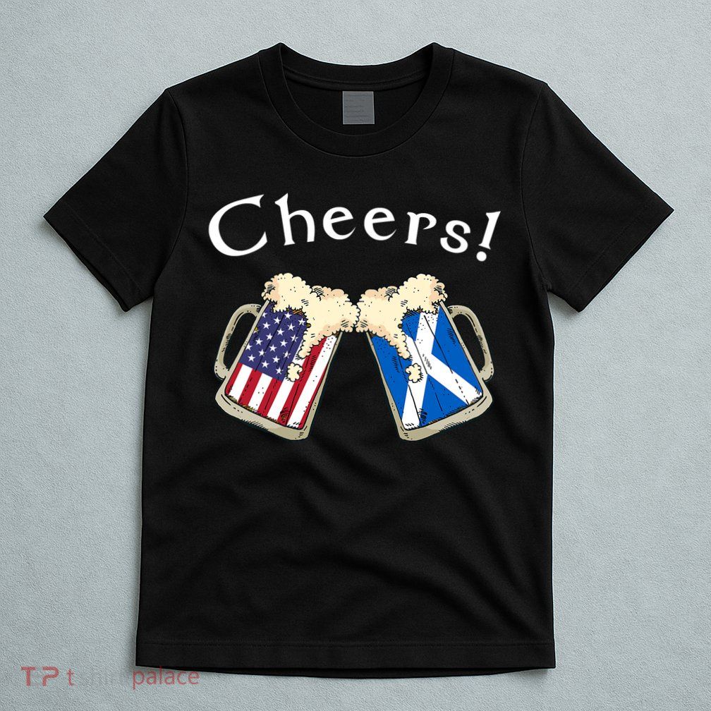 American Scottish Patriot US Flag Beer Drinks Scotland Grown T-Shirt