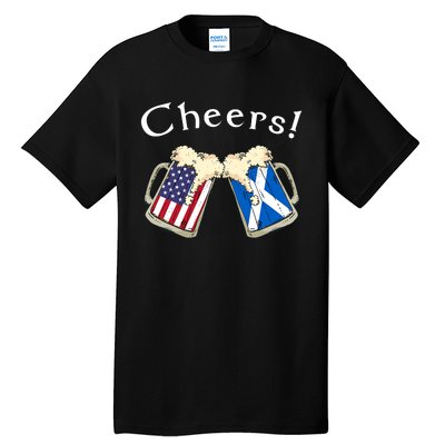 American Scottish Patriot US Flag Beer Drinks Scotland Grown Tall T-Shirt