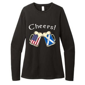 American Scottish Patriot US Flag Beer Drinks Scotland Grown Womens CVC Long Sleeve Shirt