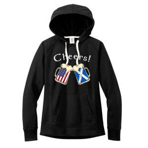 American Scottish Patriot US Flag Beer Drinks Scotland Grown Women's Fleece Hoodie